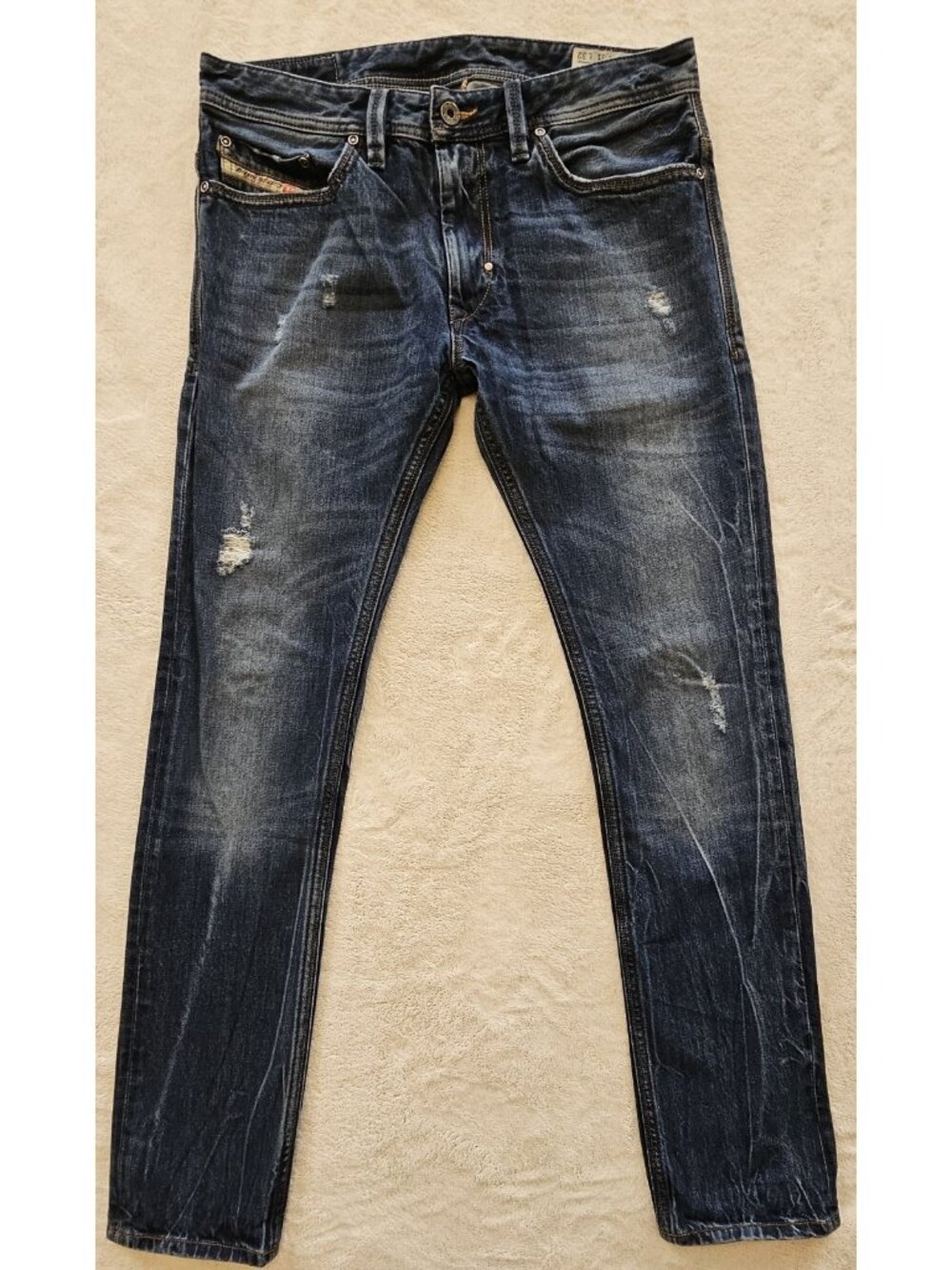 Men DIESEL THANAZ 8B9 Slim SKINNY DISTRESS Denim Jeans 31x32 (Fit 33Wx32.5L )